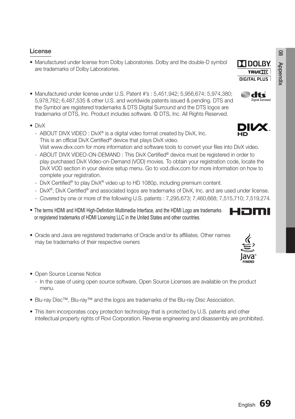 Samsung BD-D6100C-ZA User Manual | Page 69 / 79