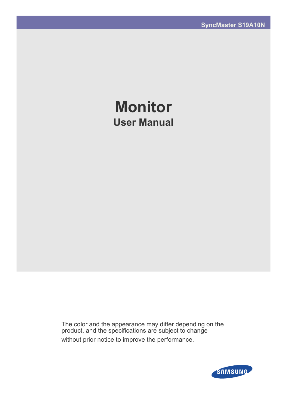 Samsung LS19A10NS-ZA User Manual | 29 pages