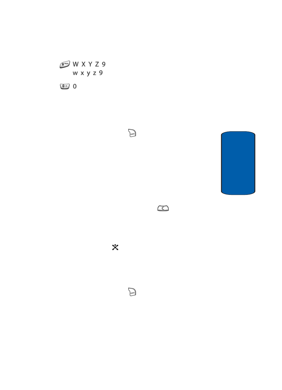 Entering symbols, Using numbers, Entering symbols using numbers | Samsung SGH-X497OSACIN User Manual | Page 63 / 196