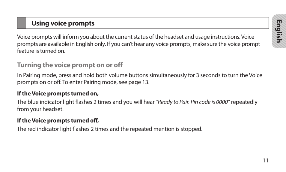 Using voice prompts | Samsung BHM1800NDACSTA User Manual | Page 13 / 68
