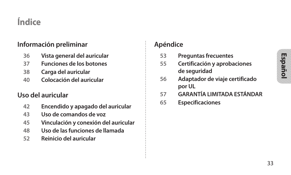 Índice | Samsung BHM1800NDACSTA User Manual | Page 35 / 68