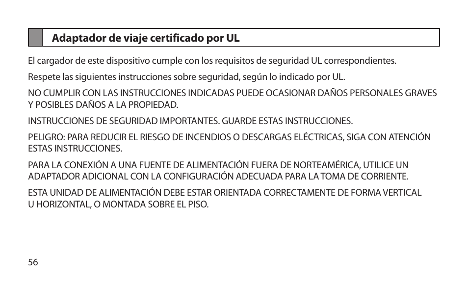 Adaptador de viaje certificado, Por ul | Samsung BHM1800NDACSTA User Manual | Page 58 / 68