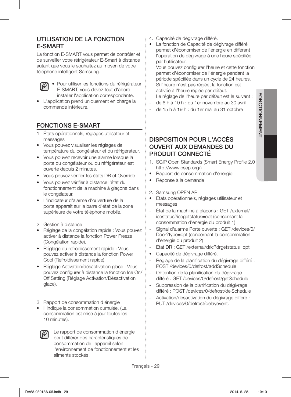 Utilisation de la fonction e-smart, Fonctions e-smart | Samsung RF34H9960S4-AA User Manual | Page 151 / 180