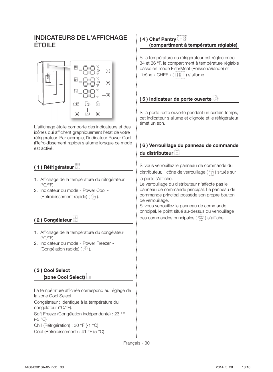 Indicateurs de l'affichage étoile | Samsung RF34H9960S4-AA User Manual | Page 152 / 180