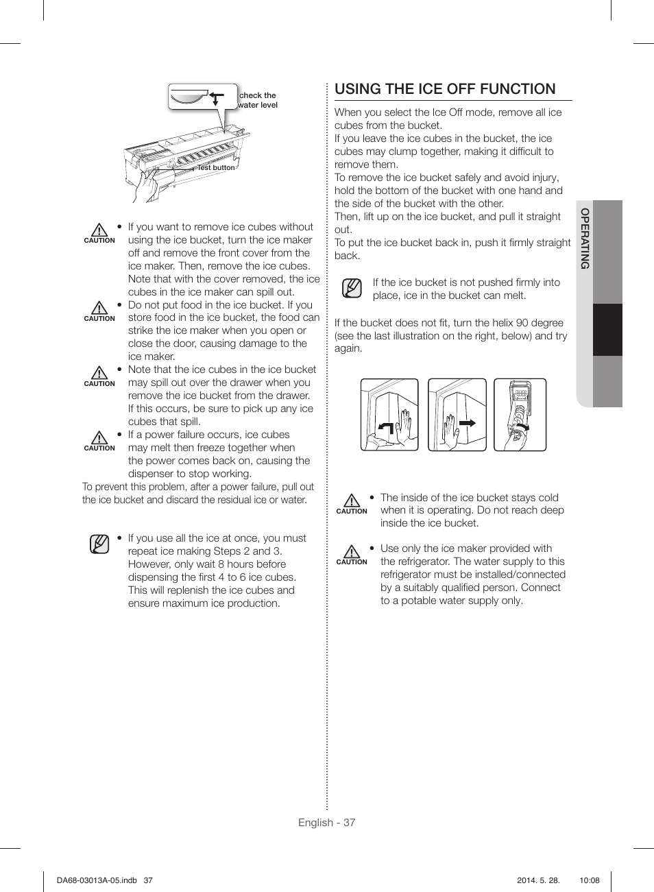 Using the ice off function | Samsung RF34H9960S4-AA User Manual | Page 37 / 180