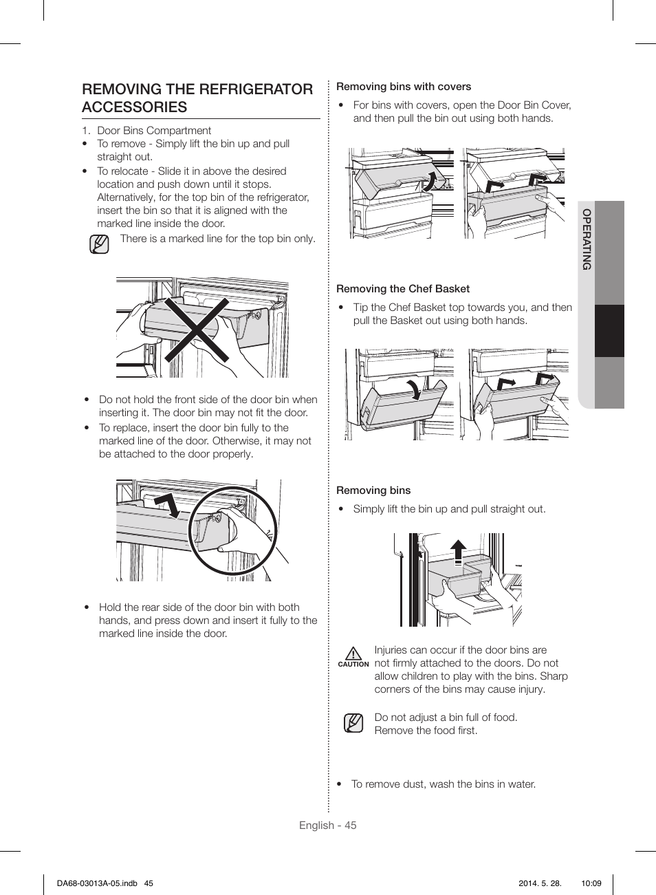 Removing the refrigerator accessories | Samsung RF34H9960S4-AA User Manual | Page 45 / 180