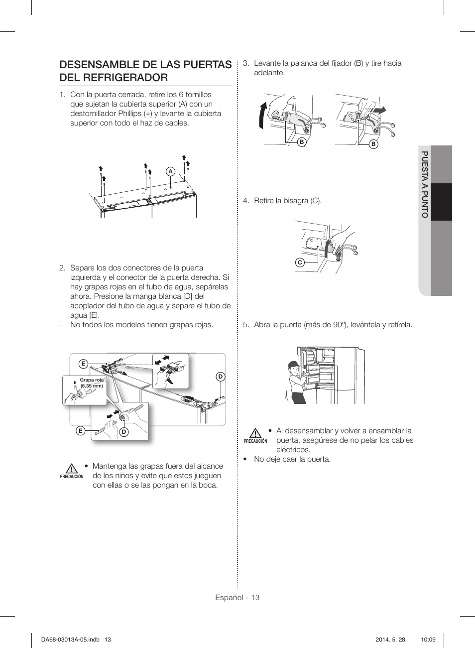 Desensamble de las puertas del refrigerador | Samsung RF34H9960S4-AA User Manual | Page 77 / 180