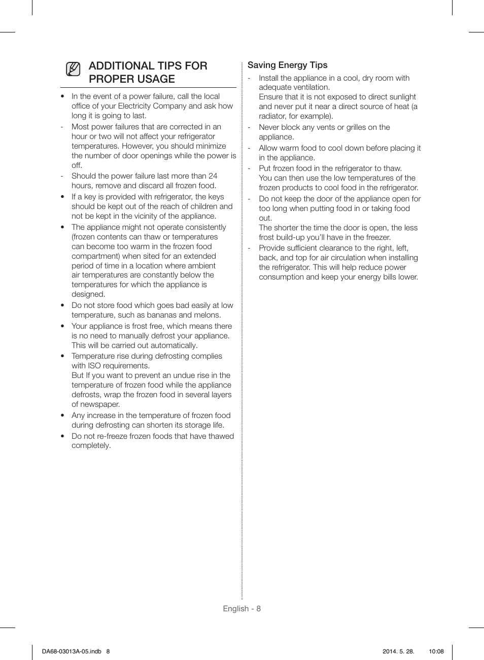 Additional tips for proper usage | Samsung RF34H9960S4-AA User Manual | Page 8 / 180