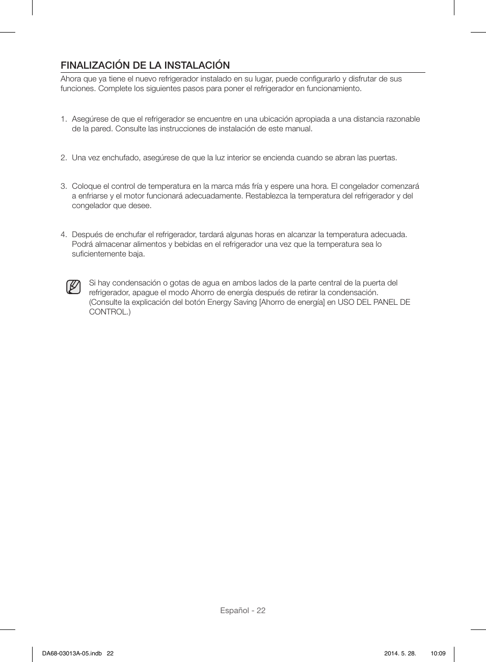 Finalización de la instalación | Samsung RF34H9960S4-AA User Manual | Page 86 / 180