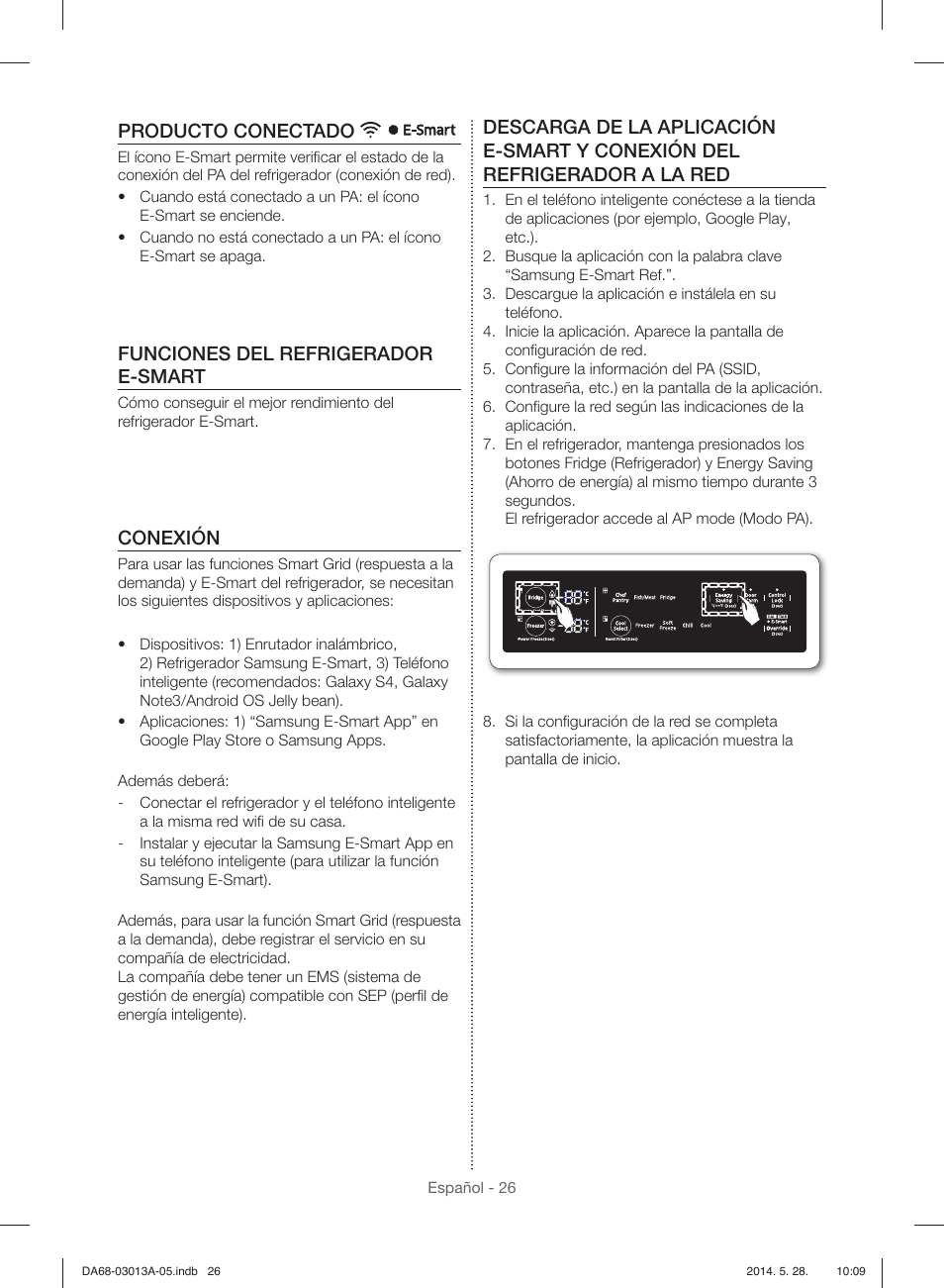 Producto conectado, Funciones del refrigerador e-smart, Conexión | Samsung RF34H9960S4-AA User Manual | Page 90 / 180