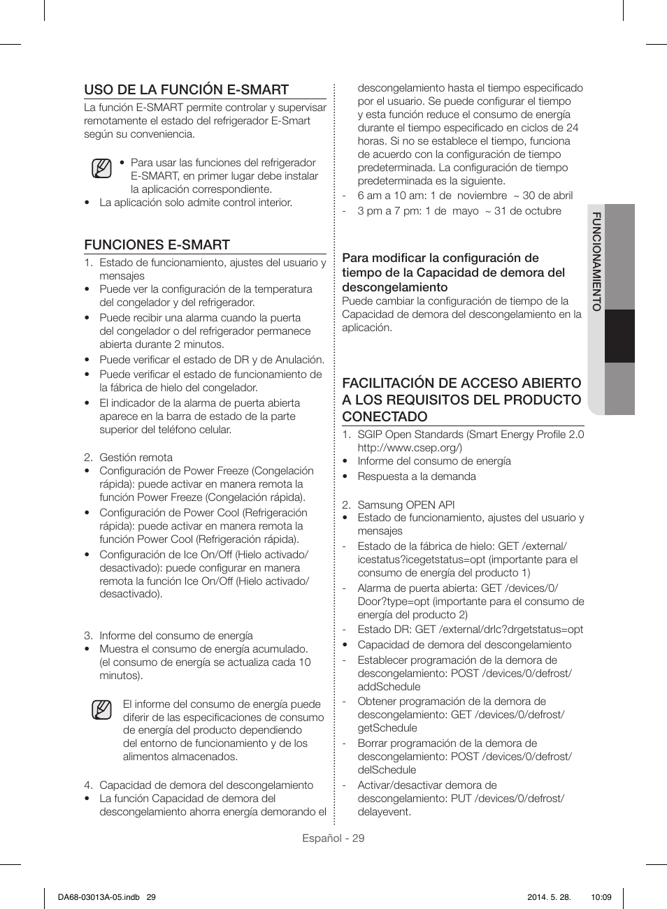 Uso de la función e-smart, Funciones e-smart | Samsung RF34H9960S4-AA User Manual | Page 93 / 180