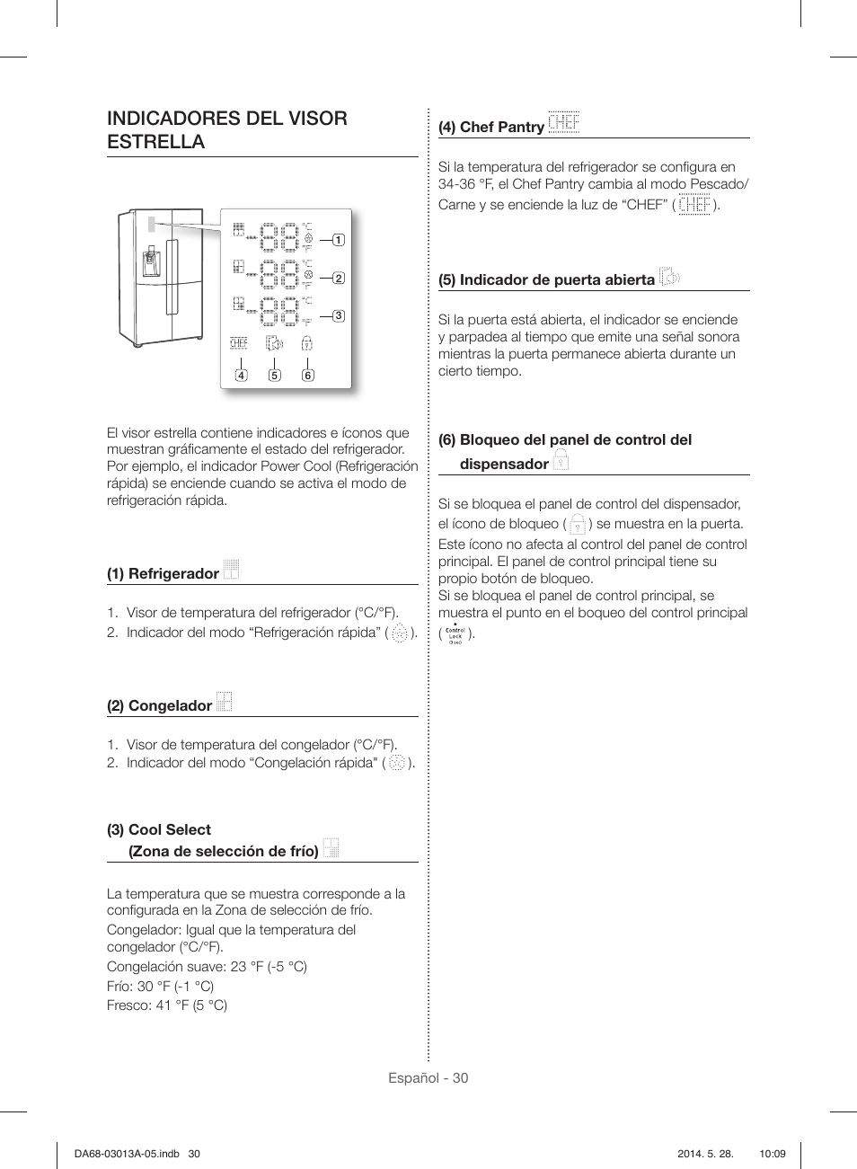 Indicadores del visor estrella | Samsung RF34H9960S4-AA User Manual | Page 94 / 180