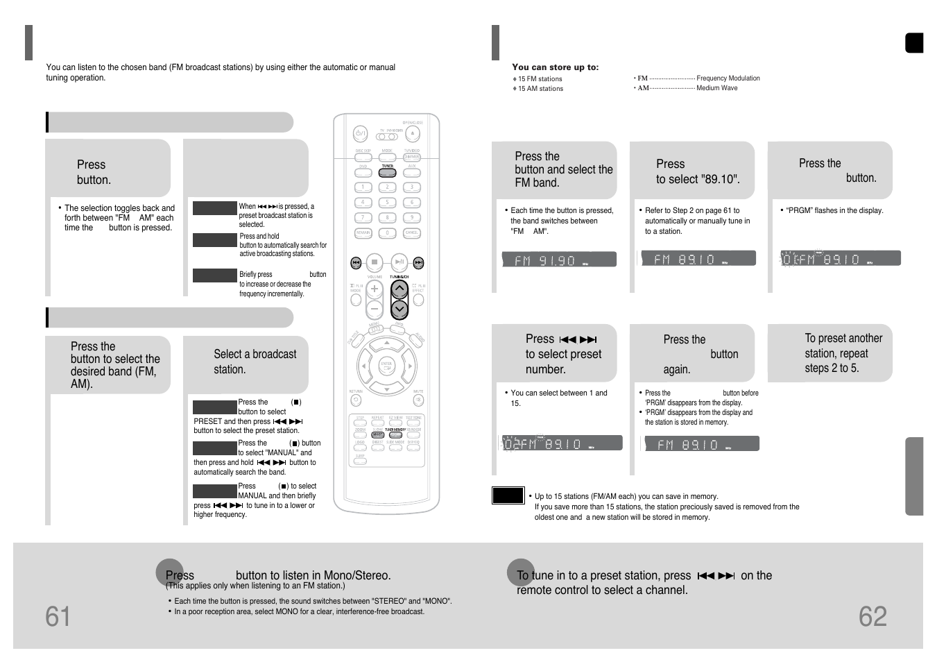 Radio operation, Listening to radio, Presetting stations | Presetting stations 61 | Samsung HT-P38T-XAC User Manual | Page 32 / 37