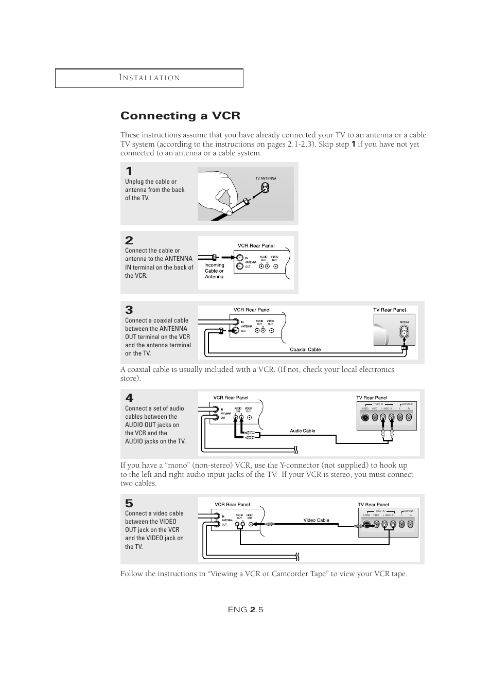 Connecting a vcr | Samsung LTM1525X-XAA User Manual | Page 16 / 65