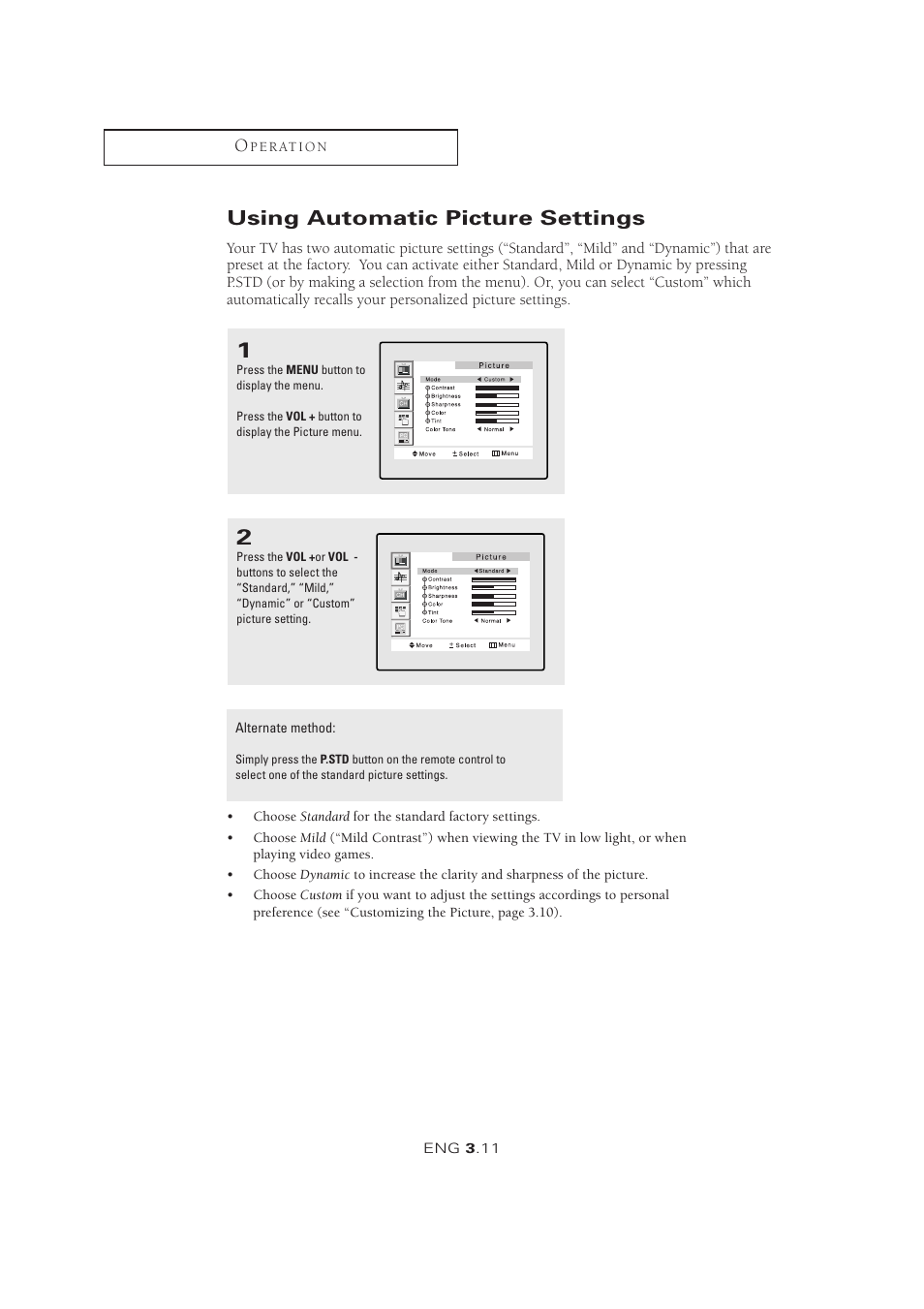 Using automatic picture settings | Samsung LTM1525X-XAA User Manual | Page 31 / 65