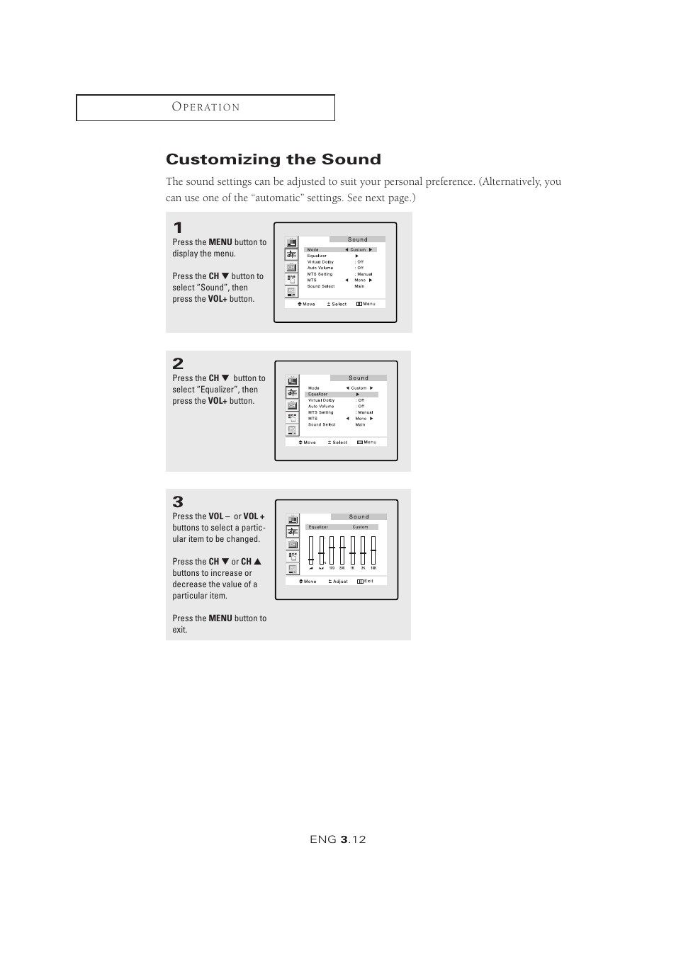 Customizing the sound | Samsung LTM1525X-XAA User Manual | Page 32 / 65