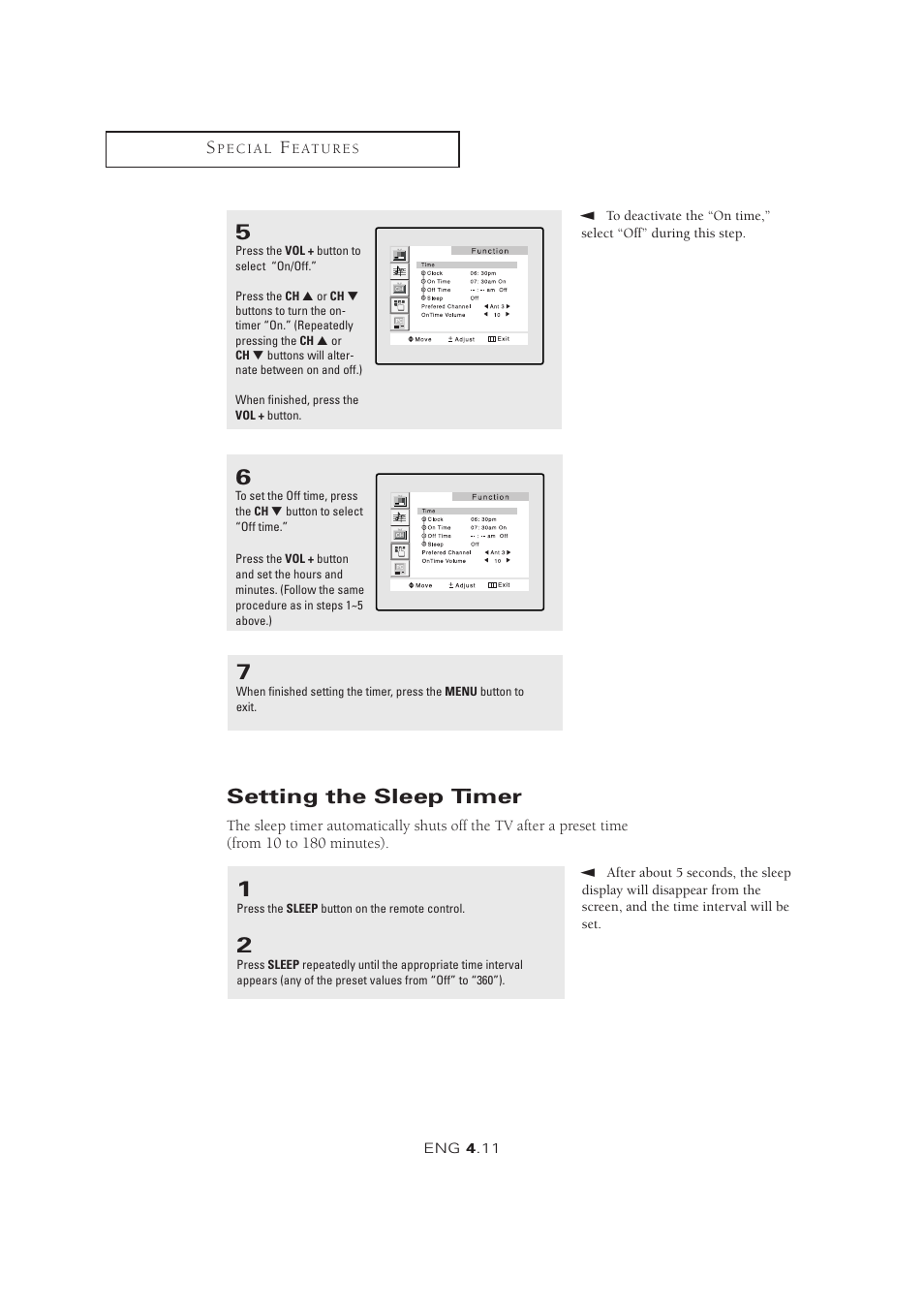 Setting the sleep timer | Samsung LTM1525X-XAA User Manual | Page 45 / 65