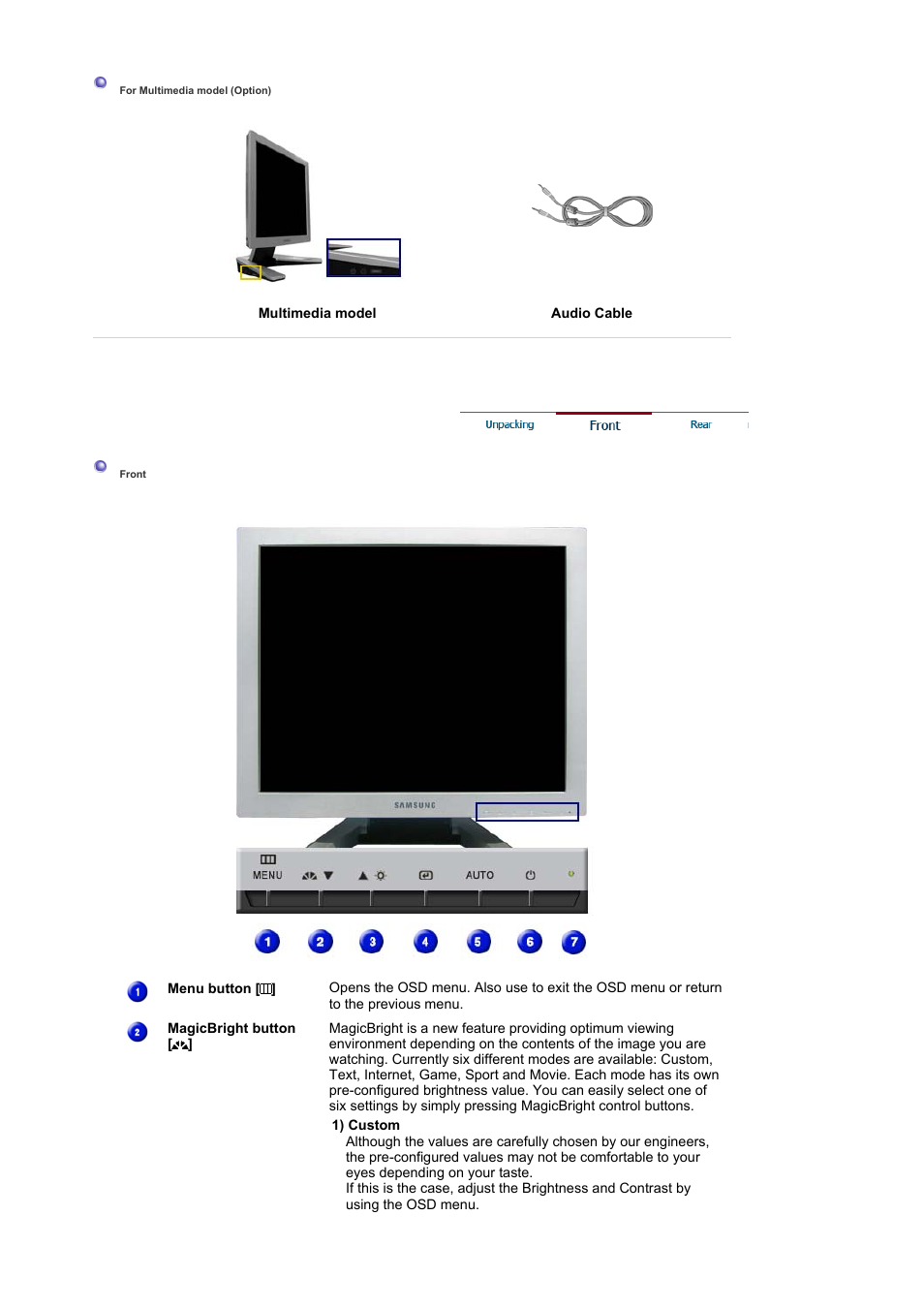 Front | Samsung RL19PSUSQ User Manual | Page 10 / 99