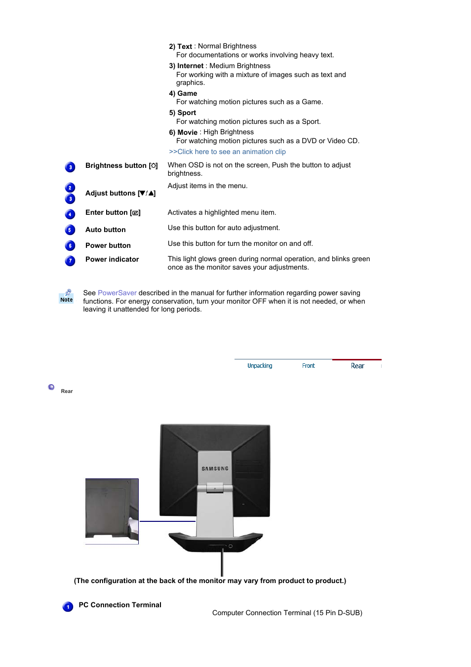 Rear | Samsung RL19PSUSQ User Manual | Page 11 / 99