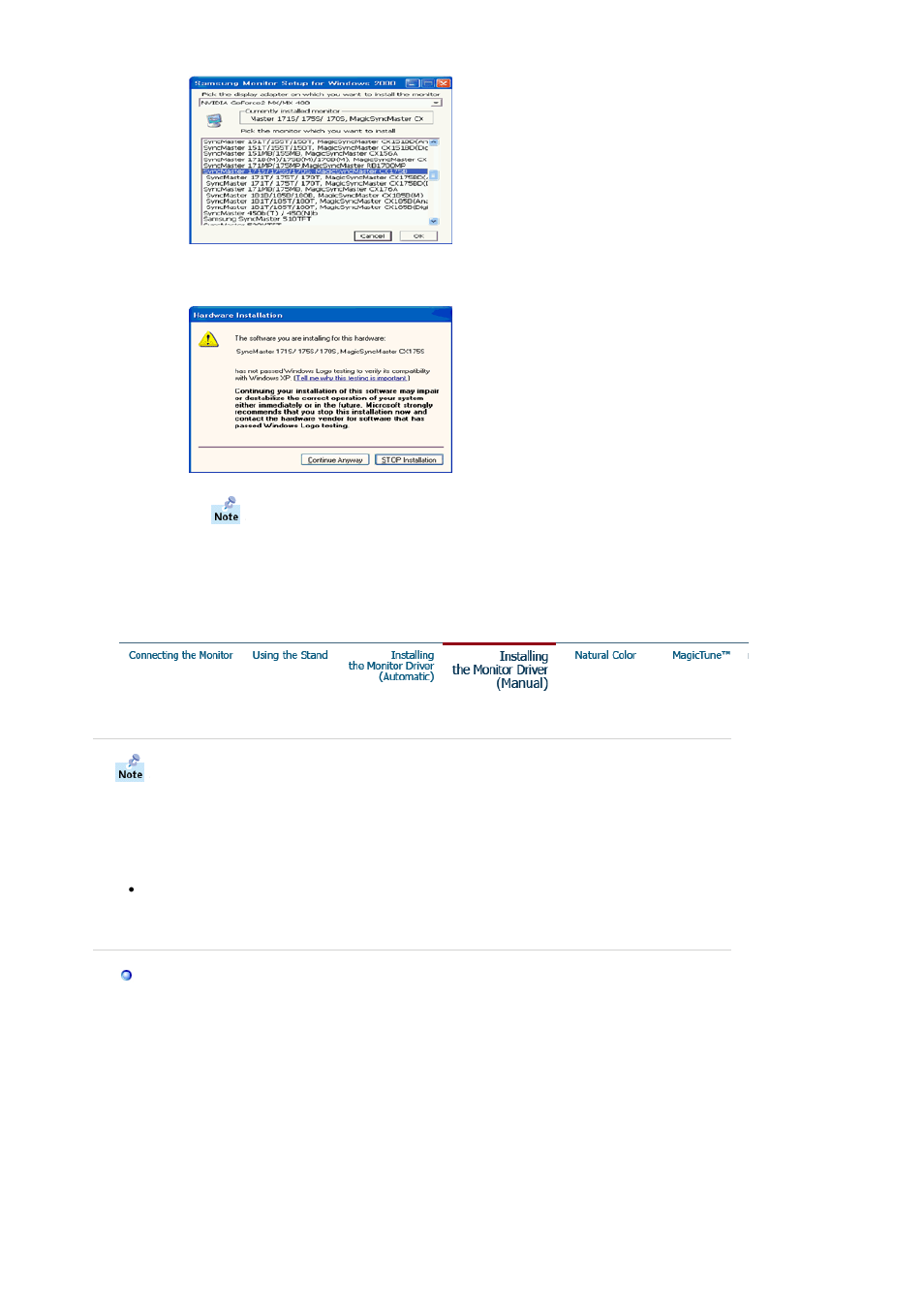 Installing the monitor driver (manual) | Samsung RL19PSUSQ User Manual | Page 23 / 99