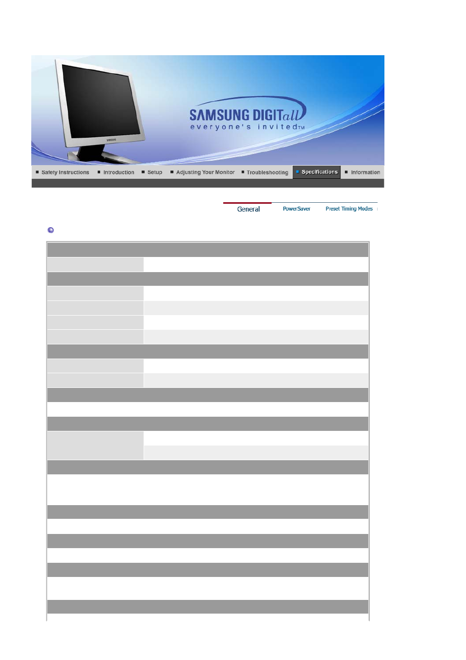 General (syncmaster 720t), Syncmaster 720t | Samsung RL19PSUSQ User Manual | Page 80 / 99