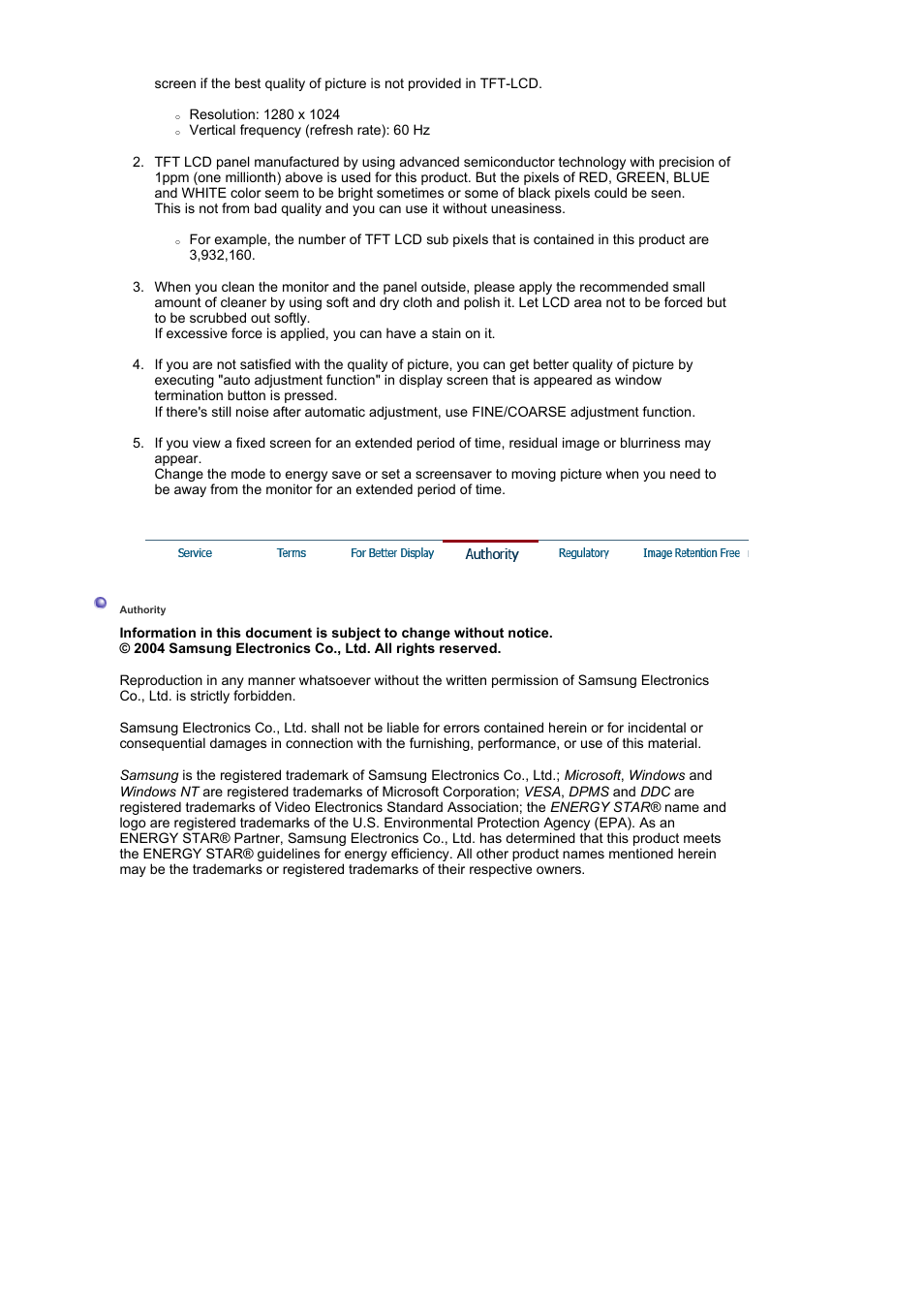 Authority | Samsung RL19PSUSQ User Manual | Page 90 / 99