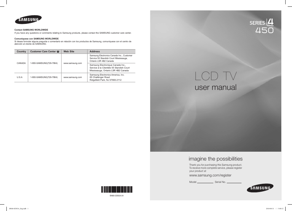 Samsung LN22C450E1DXZA User Manual | 37 pages