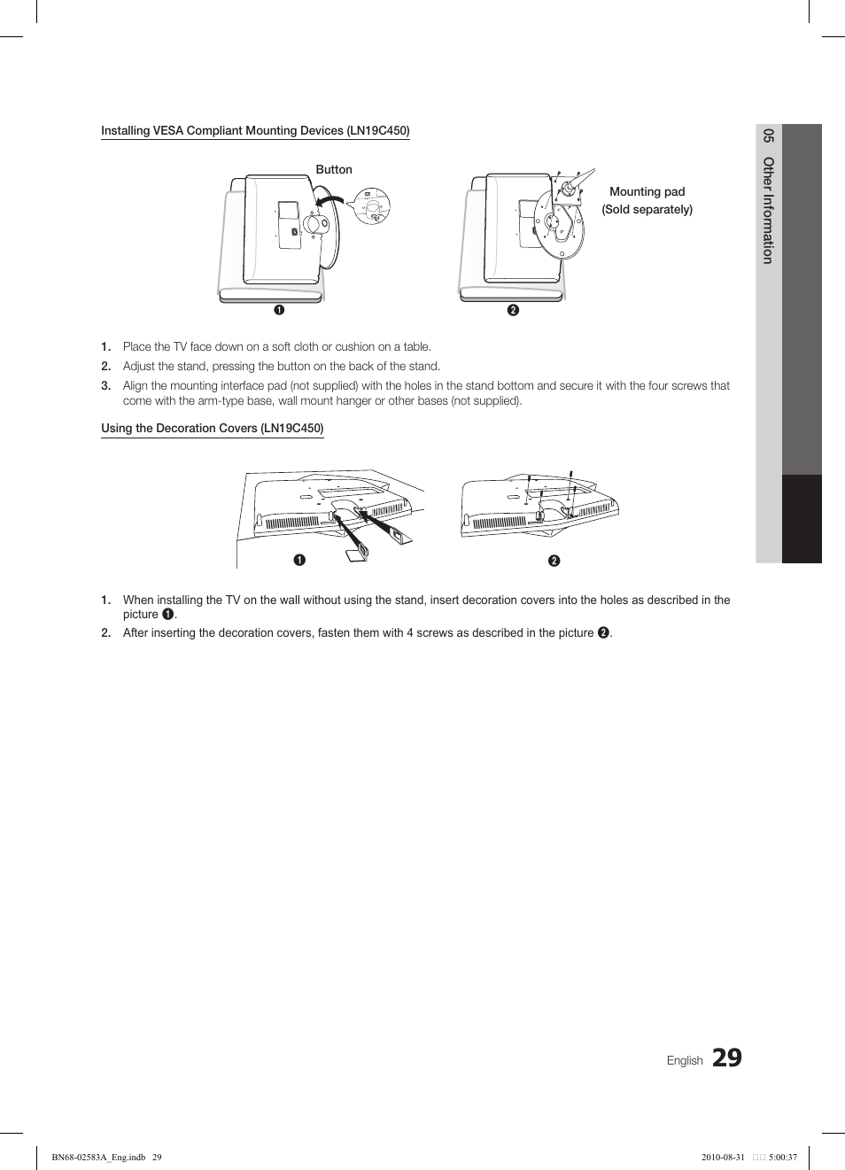 Samsung LN22C450E1DXZA User Manual | Page 29 / 37