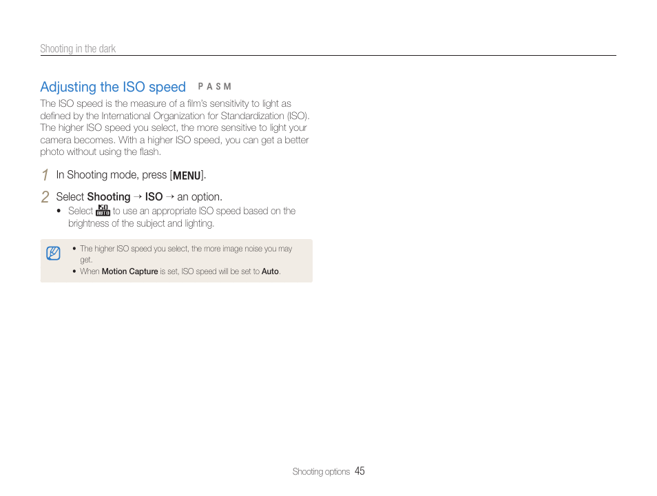 Adjusting the iso speed | Samsung EC-HZ30WZBPBUS User Manual | Page 46 / 109