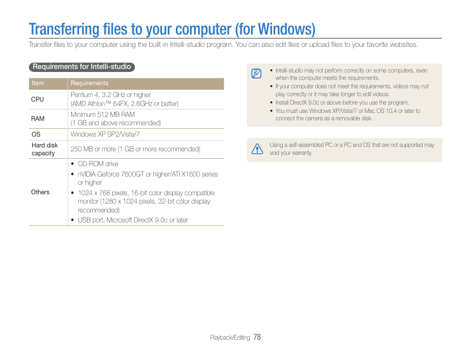 Transferring files to your computer (for windows), Transferring ﬁles to your computer (for windows) | Samsung EC-HZ30WZBPBUS User Manual | Page 79 / 109