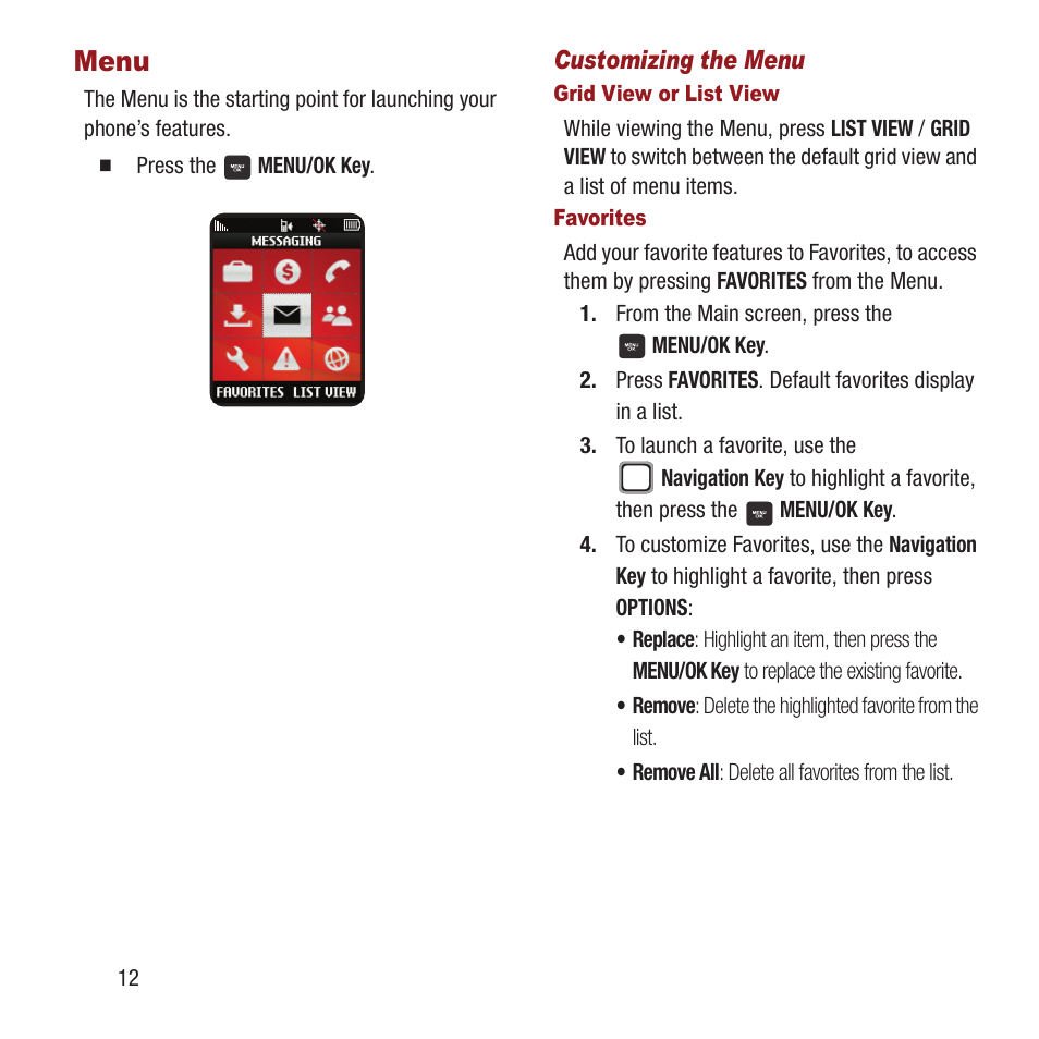 Menu | Samsung SPH-M270ZKAVMU User Manual | Page 16 / 109