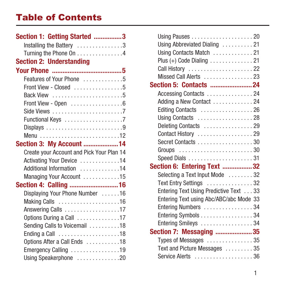 Samsung SPH-M270ZKAVMU User Manual | Page 5 / 109