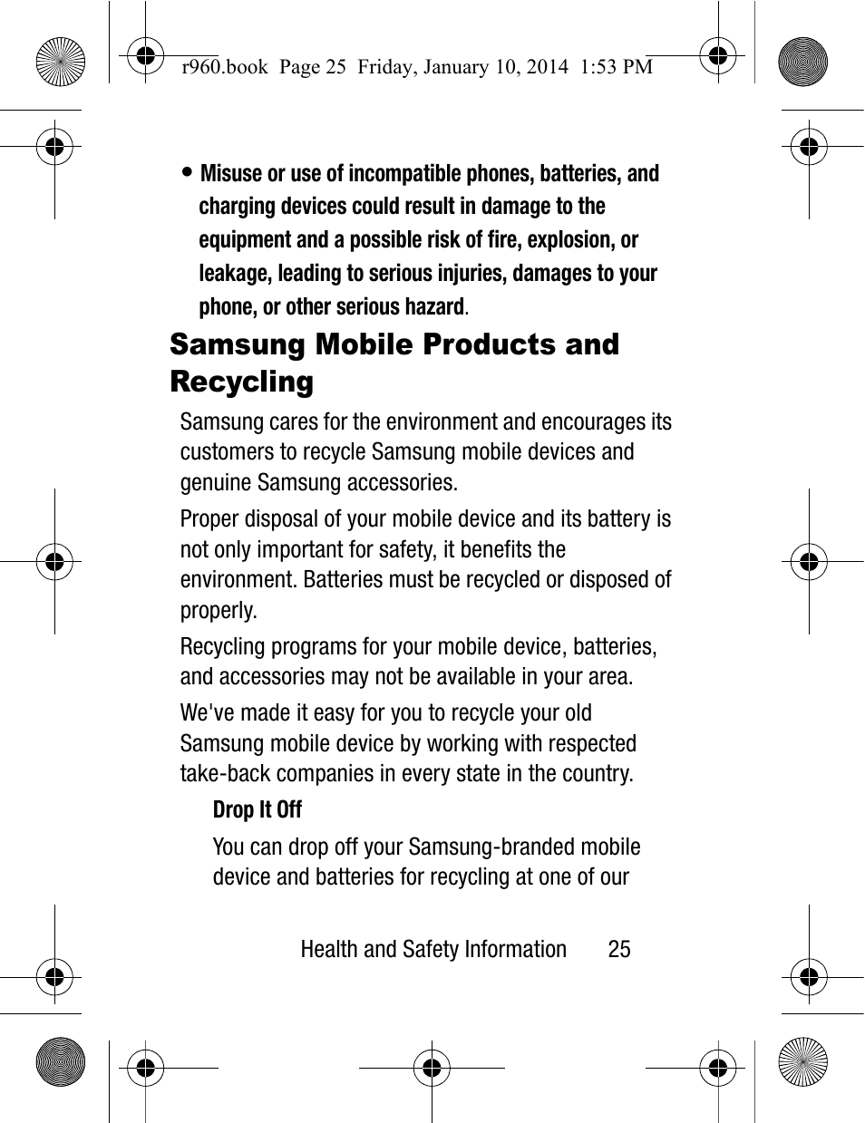 Samsung mobile products and recycling | Samsung SCH-R960ZKAUSC User Manual | Page 33 / 87