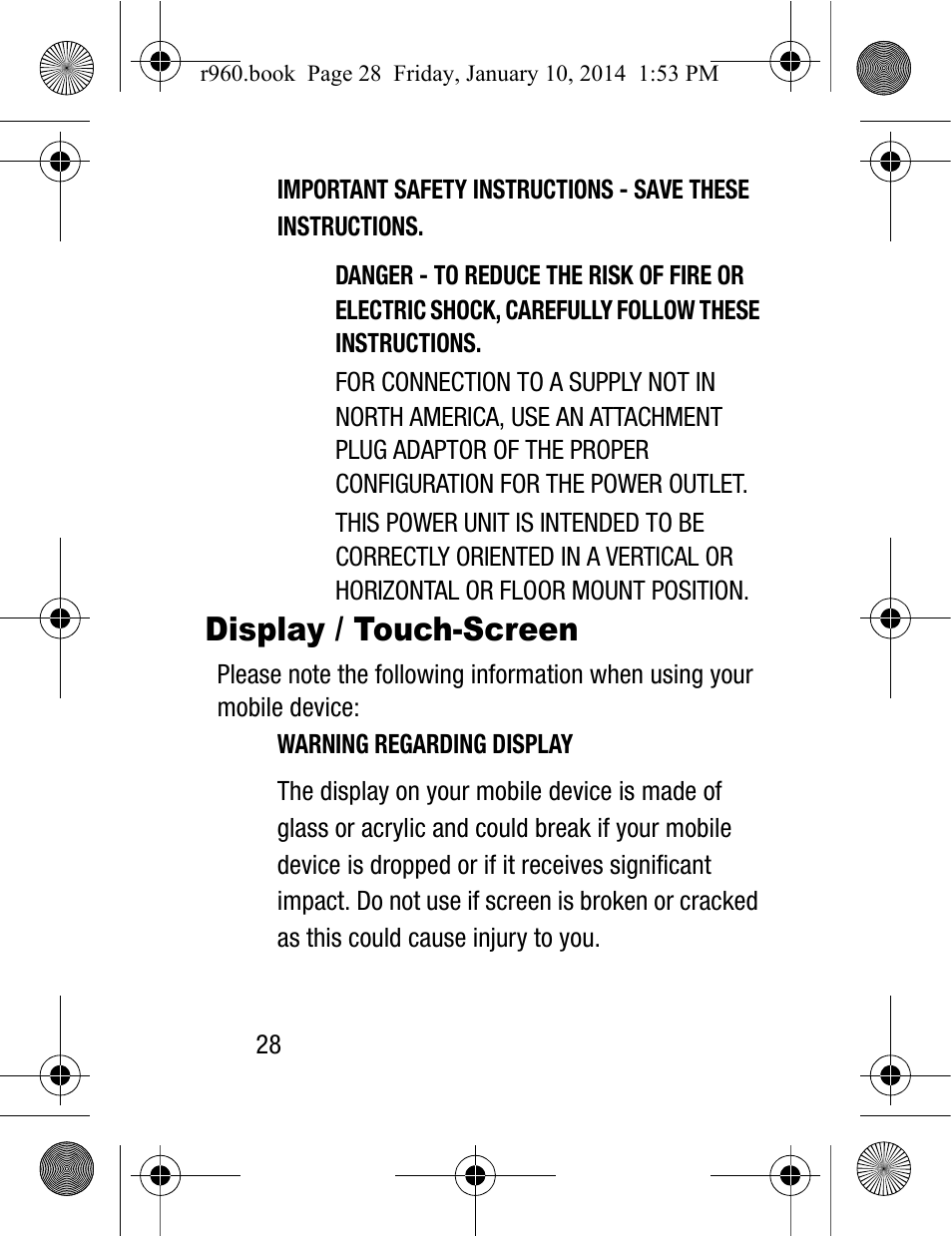 Display / touch-screen | Samsung SCH-R960ZKAUSC User Manual | Page 36 / 87