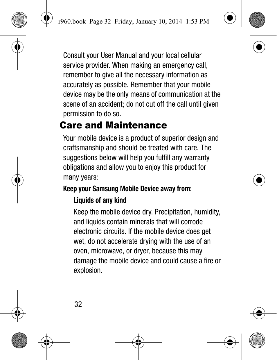 Care and maintenance | Samsung SCH-R960ZKAUSC User Manual | Page 40 / 87