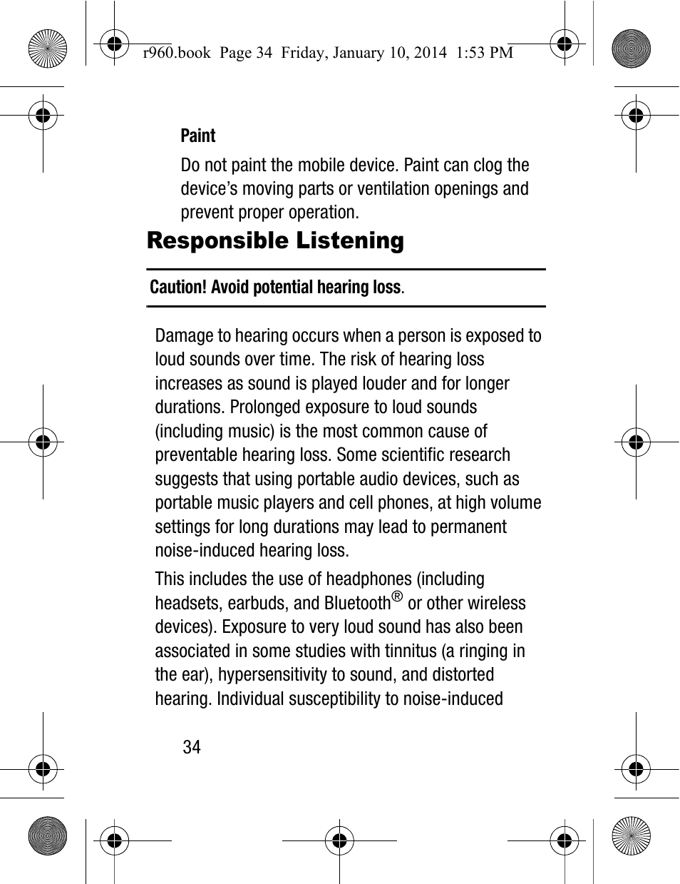 Responsible listening | Samsung SCH-R960ZKAUSC User Manual | Page 42 / 87