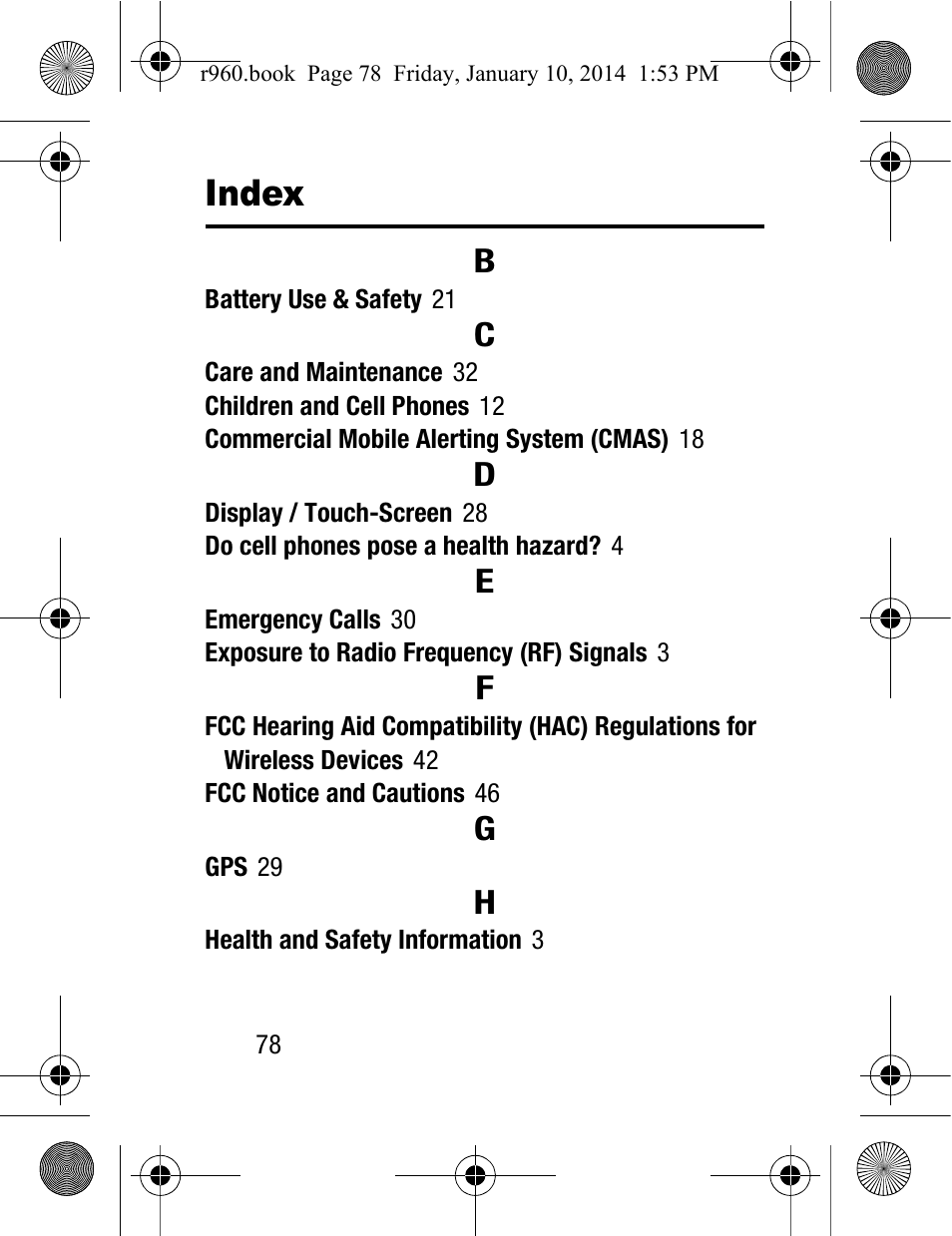 Index | Samsung SCH-R960ZKAUSC User Manual | Page 86 / 87