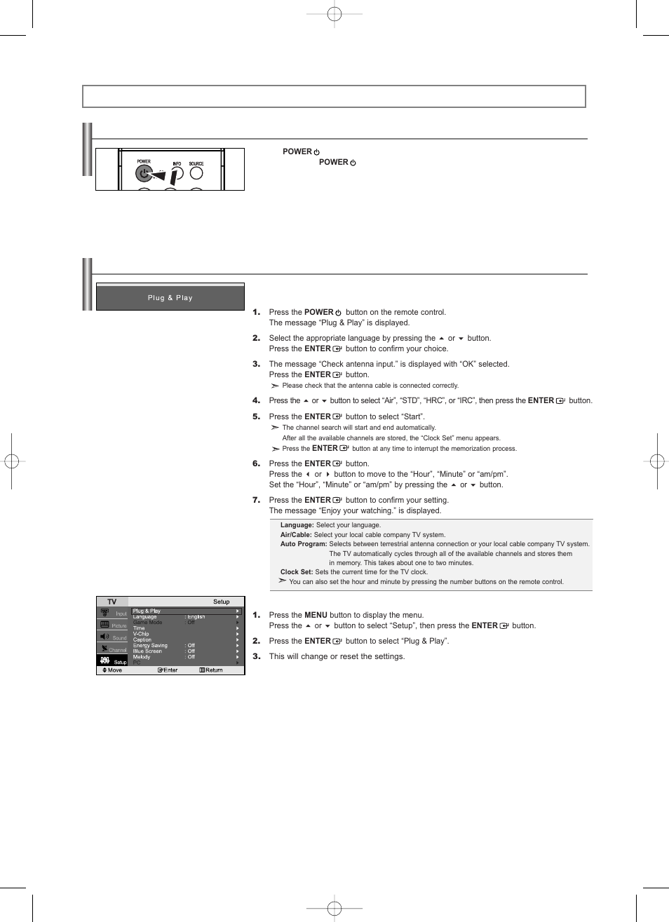 Operation, Turning the tv on and off, Plug and play feature | Samsung LNS2338WX-XAA User Manual | Page 13 / 77