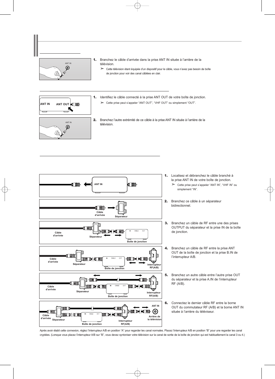 Connexion du câble tv | Samsung LNS2338WX-XAA User Manual | Page 34 / 77