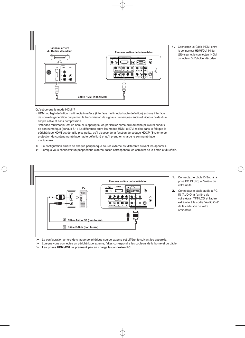 Branchement d’un pc | Samsung LNS2338WX-XAA User Manual | Page 37 / 77