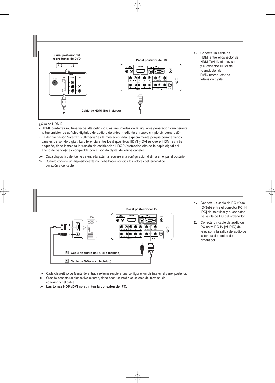 Conexión a un pc | Samsung LNS2338WX-XAA User Manual | Page 62 / 77