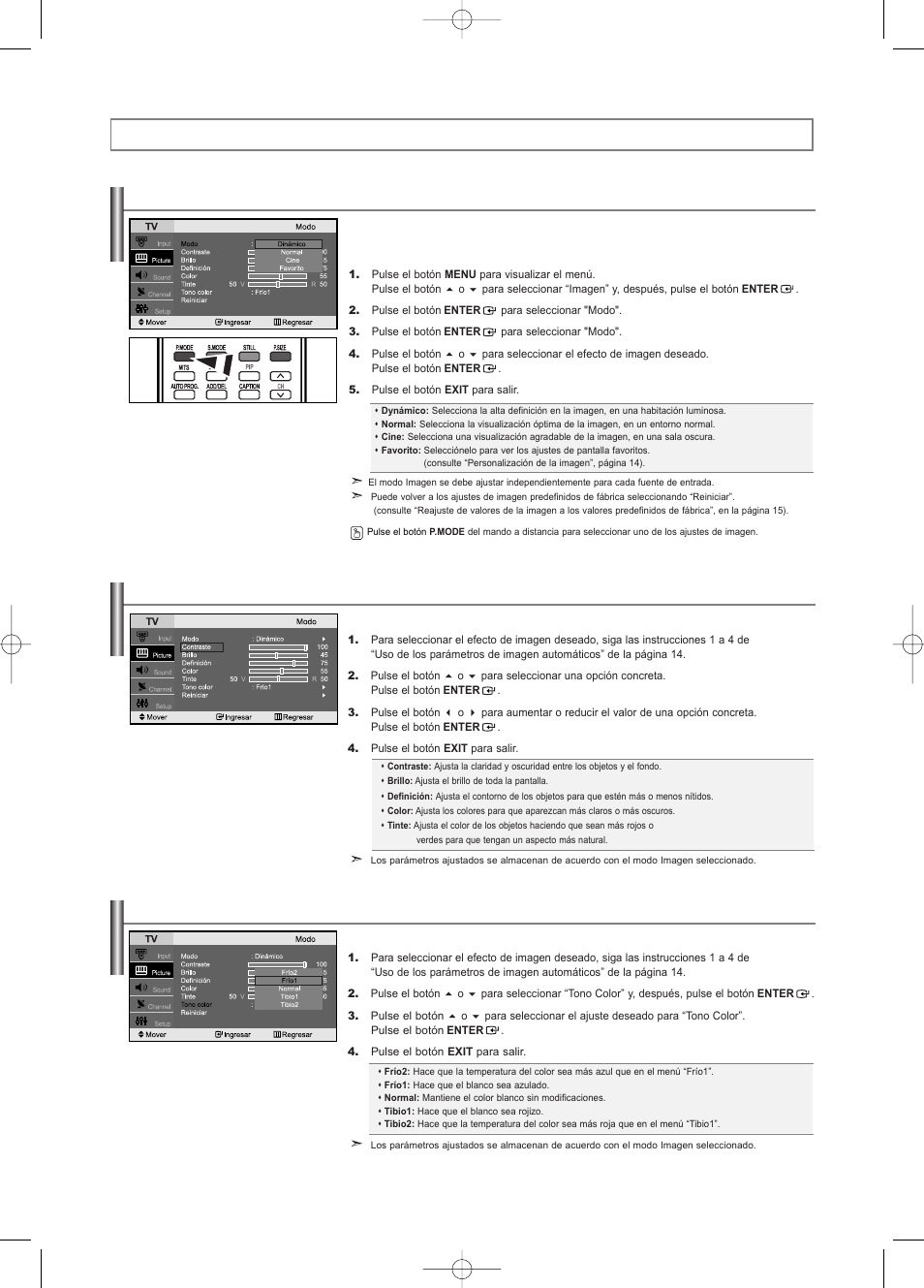 Control de la imagen, Uso de los parámetros de imagen automáticos, Ajuste del color del fondo | Personalización de la imagen | Samsung LNS2338WX-XAA User Manual | Page 66 / 77
