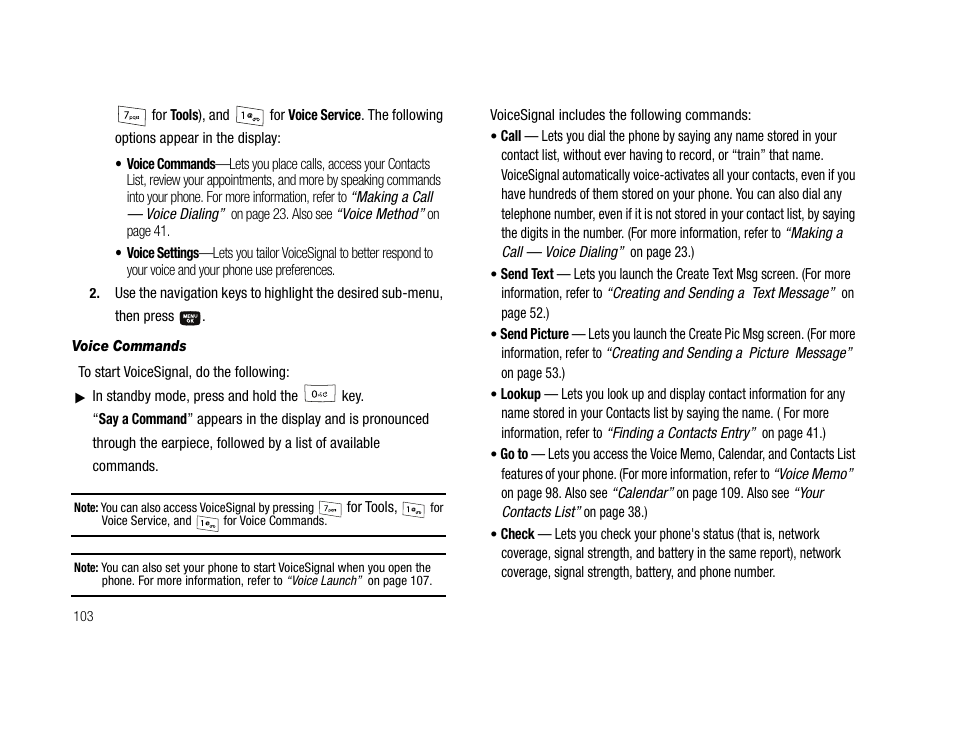 Voice commands | Samsung SCH-U706HBAATL User Manual | Page 106 / 170