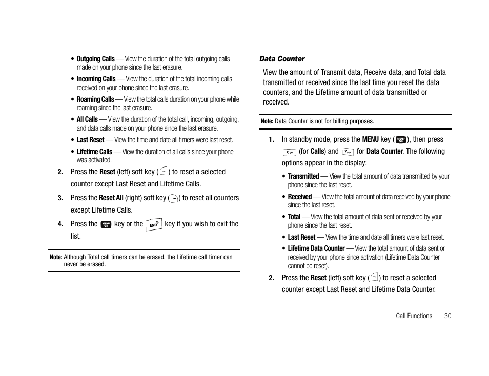 Data counter | Samsung SCH-U706HBAATL User Manual | Page 33 / 170