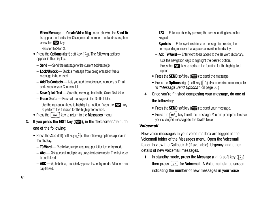 Voicemail | Samsung SCH-U706HBAATL User Manual | Page 64 / 170