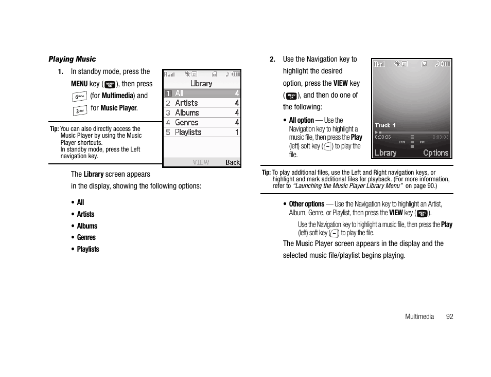 Playing music | Samsung SCH-U706HBAATL User Manual | Page 95 / 170