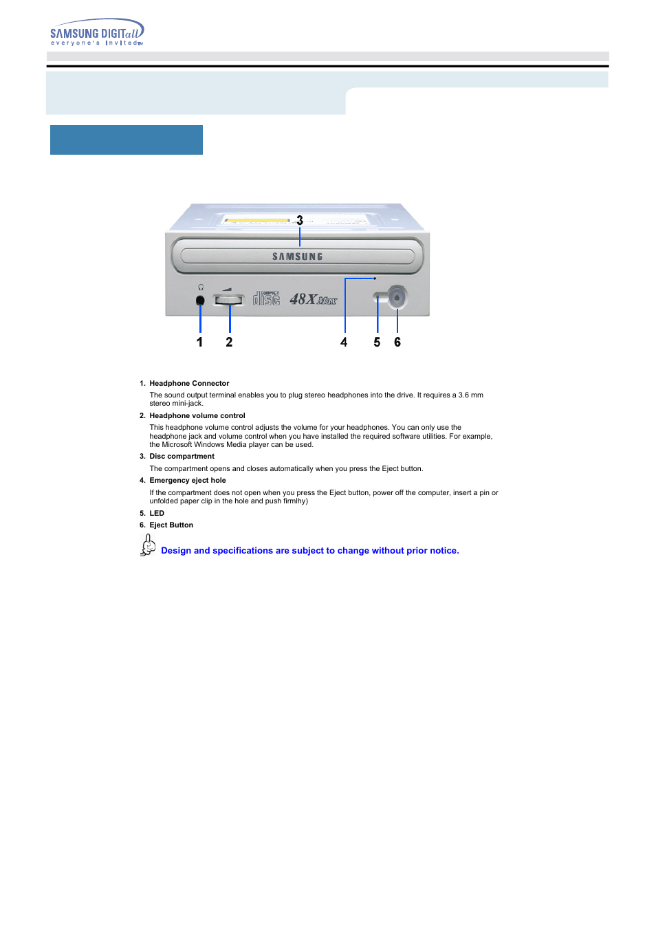 Introduction, Front | Samsung SC-148A-DOM User Manual | Page 6 / 15