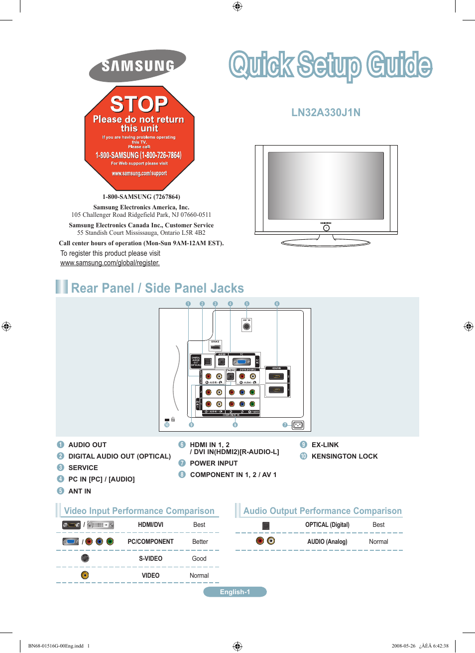 Samsung LN32A330J1NXZA User Manual | 12 pages