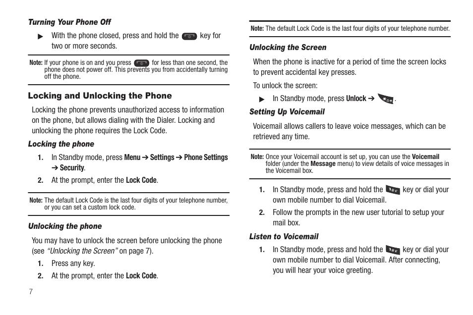 Locking and unlocking the phone | Samsung SCH-R570ZBAMTR User Manual | Page 10 / 104