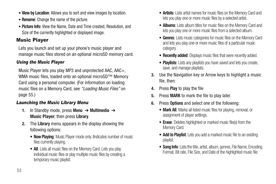 Music player | Samsung SCH-R570ZBAMTR User Manual | Page 56 / 104